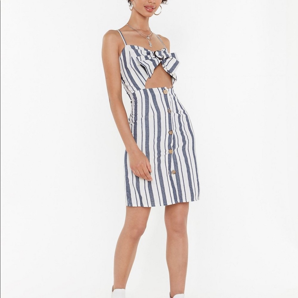 NWT NastyGal striped cut-out dress